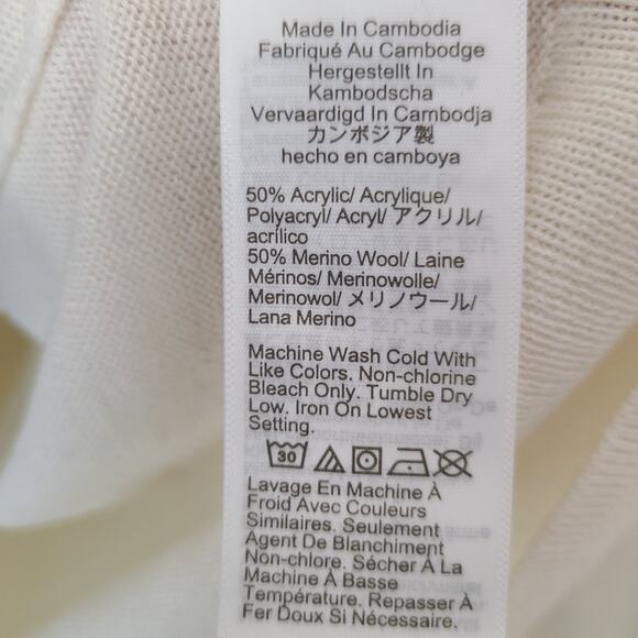 J. Crew Turtleneck Sweater Women's Sz L Merino Wool Ivory Lightweight - Picture 7 of 9